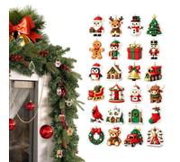 Calendrier de l'Avent de Noël | Ornements en briques acryliques 24 jours | Mini modèles de briques 2D avec anneaux suspendus, pour arbres de noël, couronnes, fenêtre murale, maison, bureau, porche