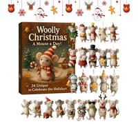 Calendrier de l'Avent de Noël - Ornements pour souris en feutre acrylique 2D | Calendrier de compte à rebours de Noël de 24 jours | Apporte charme festif aux branches des arbres, aux seuils de fenêtre