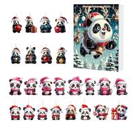 Calendrier de l'Avent de Noël Panda Calendrier compte à rebours avec chapeau de Père Noël ornement d'arbre