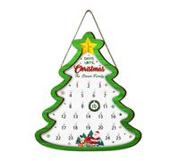 Calendrier de l'Avent de Noël - Panneau de compte à rebours 2025 en bois, décoration murale à suspendre avec ornements de vacances, décoration saisonnière réutilisable pour salon, porte, fête, salle