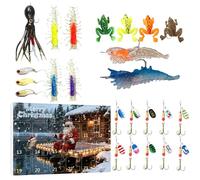 Calendrier De L'Avent De Noël,Pêche En Eau Douce Et Eau Salée - Leurres Et Accessoires De Pêche Pour Le Compte À Rebours De Noël - Pour Adultes Garçons Pêcheurs Lac Ruisseau