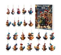 Calendrier de l'Avent de Noël, Pendatif Coq Thème Fêtes 24 Jours, Décoration Festive 2D Acrylique pour Maison Fête Mur Réunion Activités Familiales
