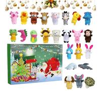 Calendrier de l'Avent de Noël pour Calendrier de Noël 24 Jours Marionnettes | Set de marionnettes à doigt d'animaux pour Garçons et Filles Spectacle École Contes