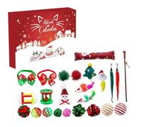 Calendrier de l'Avent de Noël pour chat | Jouets interactifs pour chat, délicieux calendrier l'Avent Noël sur 24 jours, comprenant un nœud papillon, des boules en peluche, surprise pour les ama