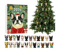 Calendrier de l'Avent de Noël pour chien plat 2D réutilisable 24 jours | Calendrier de l'Avent avec pendentif bouledogue pour les amoureux des chiens, porte d'appartement, mur, cheminée