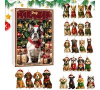 Calendrier de l'Avent de Noël pour chiens - En acrylique saisonnier - Aspect plat 2D - Calendrier de l'Avent 24 jours avec pendentifs en forme de chien - Pour familles, amis, adultes, amoureux des