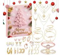 Calendrier de l'Avent de Noël pour femme | Cadeaux de fête de Noël 24 jours 2025, ensemble de bijoux pour femmes compte à rebours Calendrier - Pour petite amie, épouse, famille, amis, ainsi que pour