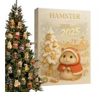 Calendrier de l'Avent de Noël pour hamster 2025 Décoration acrylique 2D | Calendrier de compte à rebours pour sapin de Noël avec hamster pour maison, famille, adultes et enfants