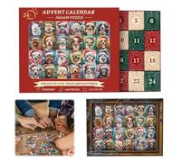 Calendrier de l'Avent de Noël - Puzzle Santa - 24 jours - Compte à rebours de Noël - 1000 pièces - Mini puzzles pour adultes et enfants - Décoration d'intérieur - Cadeau (chien)