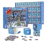 Calendrier de l'Avent de Noël - Puzzle Santa - 24 jours - Compte à rebours de Noël - 1000 pièces - Mini puzzles pour adultes et enfants - Décoration d'intérieur - Puzzle - Cadeau (A)