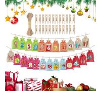 Calendrier de l'Avent de Noël - Réutilisable - 24 jours - Rempli de bonbons avec chiffres - Pour enfants, amis, chocolats, fêtes, fêtes