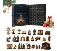 Calendrier de l'Avent de Noël Saisonnier en Acrylique 2D sur la Nativité | Déco de Compte à Rebours 24 Jours pour l'Avent Calendrier de l'Avent de la Nativité pour Vacances Saisonnières