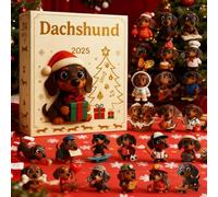 Calendrier De L'Avent De Noël Teckel 2025, Calendrier Compte À Rebours Drôle Et Mignon À Collectionner En Avec 2D Acrylique Ornements Suspendus Teckel, Pour Amoureux Des