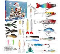 Calendrier de l'Avent de Pêche 2025, 26 Pièces Ensemble de Leurres de Pêche, 24 Jours de Calendrier Avent de Appat Peche, Kit Cadeau Surprise Noel pour Adultes, Adolescents et Pêcheurs