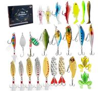 Calendrier de l'Avent de pêche 2025 Calendrier compte à rebours Noël 24 jours avec leurre pêche réaliste pour vacances surprise pêcheur adultes hommes adolescents garçons