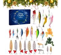 Calendrier de l'Avent de Pêche 2025, Compte à Rebours de Noël de 24 Jours avec Assortiment d'Theirres, Hameçons et Appâts, Coffret Cadeau pour Hommes, Papas, Garçons et Passionnés de Pêche