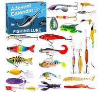 Calendrier de l'Avent de Peche 2025 Hommes, 24 Ensemble de Leurre Peche, Calendrier du Compte À Rebours de Noël de 24 jours, Coffret Leurres De Noël avec Matériel de Pêches pour Maris, Père et Ami