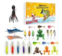Calendrier de l'Avent de pêche - 24 jours 2025 - Kit d'appâts de fête - Compte à rebours de Noël - Cadeaux pour eau douce, eau salée, truite et divers pêcheurs - Calendrier de pêche - Cadeaux de Noël