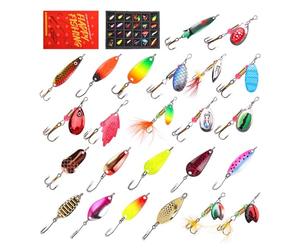 Calendrier De L'Avent De Pêche,24 Pièces Hameçons De Pêche,Calendriers De Noël pour Équipement De | pour Thanksgiving Fête d'anniversaire Couples Rivière Lac Ruisseau Peu