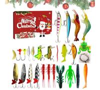 Calendrier de l'Avent de Pêche,Calendrier de Comptes de Noël Pêche 24 Jours | Appâts de pêche Drag Eau Salée Équipement d'eau Douce pour Adolescent Homme Mari Adultes Hommes Papa Grand-père Pêcheur