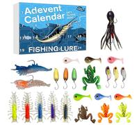 Calendrier de l'Avent de Pêche, Coffret d'appâts et de Caches pour Noël 2025 de 24 Jours, Cadeaux de Nouvel An pour Pêcheur, Idéal pour un Père, un Petit Ami, des Amis Pêcheurs