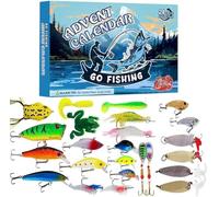 Calendrier de l'Avent de pêche, compte à rebours de Noël, 24 jours pour les amateurs de pêche, adultes, hommes, adolescents, père, petit ami, grand-père 2024, cadeau surprise de Noël (A)