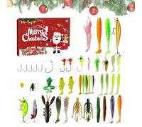 Calendrier de l'Avent de pêche de Noël, calendrier de compte à rebours pour Noël, pêche 24 jours - Équipement appât eau salée douce pour adultes, adolescents, , père grand-père