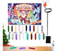 Calendrier de l'avent de pierre - 24 Countdown Crystal Set, Boîte en pierre à collectionner | Cadeau fantastique avec support de collier et actualité pour la méditation, la, le