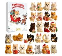 Calendrier de l'Avent de Poméranie : ensemble de 24 jours pour chiens, collection de breloques en acrylique pour chiots, compte à rebours pour cadeaux de Noël | œuvre d'art avec dis