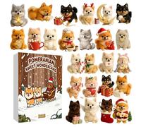 Calendrier de l'Avent de Poméranie - Ensemble d'ornements pour chien de 24 jours, collection de breloques en acrylique pour chiot, compte à rebours pour cadeaux de vacances | Oeuvre mignonne de concep