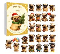 Calendrier De L'Avent De Pug Fun 2025, 24 Jours Pendentif Chien En Acrylique Plat 2D, Pour Les Enfant Adults Dog Lovers Home Vacation Party Favors