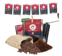 Calendrier de l'Avent de qualité supérieure avec moulin à café manuel - Torréfié avec amour par les personnes handicapées - Cadeau de café équitable - 24 x 30 g de café - Grain entier