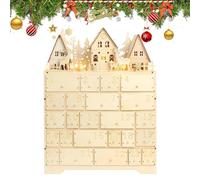 Calendrier De L'Avent Décoratif - Décoration De L Avent En Bois Pour Les Fêtes,Calendrier Compte À Rebours En Bois Pour Noël Avec LED,Pour Adultes, Famille, Elle, Lui, Femmes, Hommes, Adolescents
