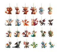 Calendrier de l'Avent décoratif dinosaure - Calendrier de compte à rebours de Noël 2025 - Décoration de sapin de Noël en acrylique 2D amusante pour bébés dragons - Cheminée, chambre à coucher, maison