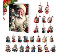 Calendrier de l'Avent Décoration Chat Noël en Acrylique 2D
