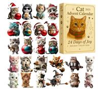 Calendrier de l'Avent | Décoration De Chat En Acrylique 2D - Décoration Compte À Rebours De Noël 24 Jours - Pour Adolescents et Adultes Saisonnier Halloween Thanksgiving Fêtes Pâques