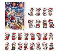 Calendrier de l'Avent | Décoration du compte à rebours de Noël avec 24 décorations pour sapin de Noël chat acrylique 2D | Décorations festives - Pour hommes, garçons, filles, famille, amis