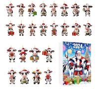 Calendrier de l'Avent Décorations Noël | 24 Jours Suspension Vache Décompte Calendrier | Décorations Maison Acrylique 2D pour Organisateurs Fêtes Événements Scolaires | Moments Familiaux