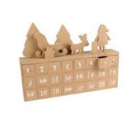 Calendrier de l'avent décoré en MDF avec 24 tiroirs 32,5 cm