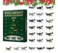 Calendrier de l'Avent des avions de la Seconde Guerre mondiale 2025, 24 mini Warbirds à déballer, pendentifs d'avion de chasse, compte à rebours de Noël pour les collectionneurs