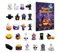 Calendrier De l'Avent Des Objets De Collection Halloween - Compte à Rebours de 24 Jours pour Fêtes | Figurines Collectionnables Résine Étranges Décor pour Étagre Cheminée Bureau Rebord Fête Maison