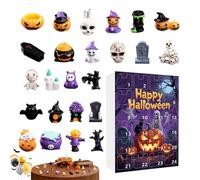 Calendrier De l'Avent Des Objets De Collection Halloween,Compte à Rebours de 24 Jours pour Fêtes - Figurines Collectionnables Résine Étranges Décor pour Étagre Cheminée Bureau Rebord Fête Maison