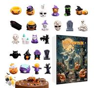 Calendrier De l'Avent Des Objets De Collection Halloween - Compte à Rebours De 24 Jours Pour La Saison Terrifiante - Figurines Collectionnables Résine Étranges Décor pour Étagre Cheminée Bureau Rebord
