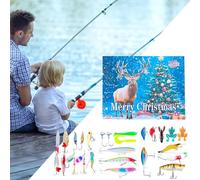Calendrier De L'Avent Des Pêcheurs,24 Jours Décompte jusqu à Noël Kit de Pêche avec Leurres - Coffret d'Appâts de Pêche pour Hommes Garçons Pêcheur Père Mari