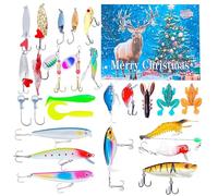 Calendrier De L'Avent Des Pêcheurs,Coffret 24 Leurres de Pêche Compte à Rebours pour Noël | Kit de Leurres Festif Cadeau pour Adolescent Père Fils Petit Ami Mari Adulte