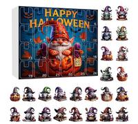 Calendrier de l'avent d'Halloween 2025 avec jouet de nain | Décoration d'intérieur effrayante pour cordes, cheminée, arbres de Noël, fenêtres, bureaux, magasins, entrée familiale, fête, vacances