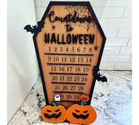 Calendrier de l'Avent d'Halloween 2025, calendrier de compte à rebours amusant en forme de cercueil avec bloc mobile, chauve-souris, citrouilles, fantômes, compte à rebours jusqu'à Halloween