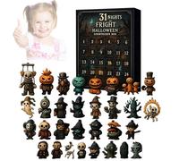 Calendrier de l'Avent d'Halloween 2025 - Calendrier de l'Avent horreur pour enfants - 31 pièces - Figurines d'Halloween