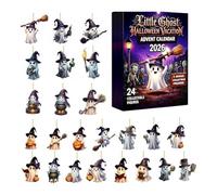 Calendrier de l'Avent d'Halloween 2027 - Ensemble d'ornements 2D en acrylique à suspendre, cadre de compte à rebours de 24 jours avec mini figurines de fantôme, décoration de fête effrayante