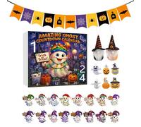 Calendrier de l'Avent d'Halloween 24 pièces thème fantôme, calendrier de compte à rebours pour Halloween - Ornement en acrylique décoration 2D pour fêtes , adultes, filles, arbre